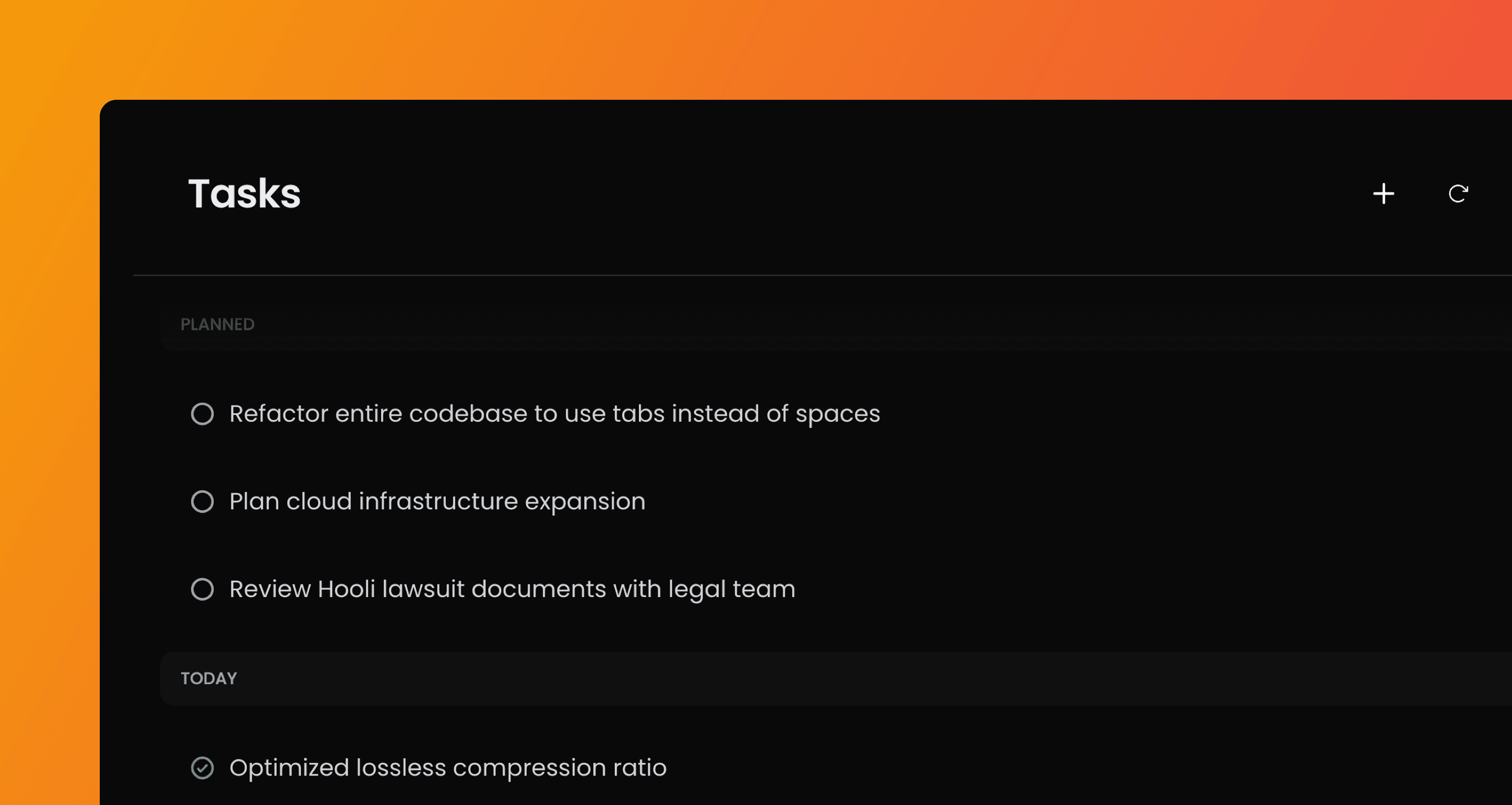 My Tasks interface