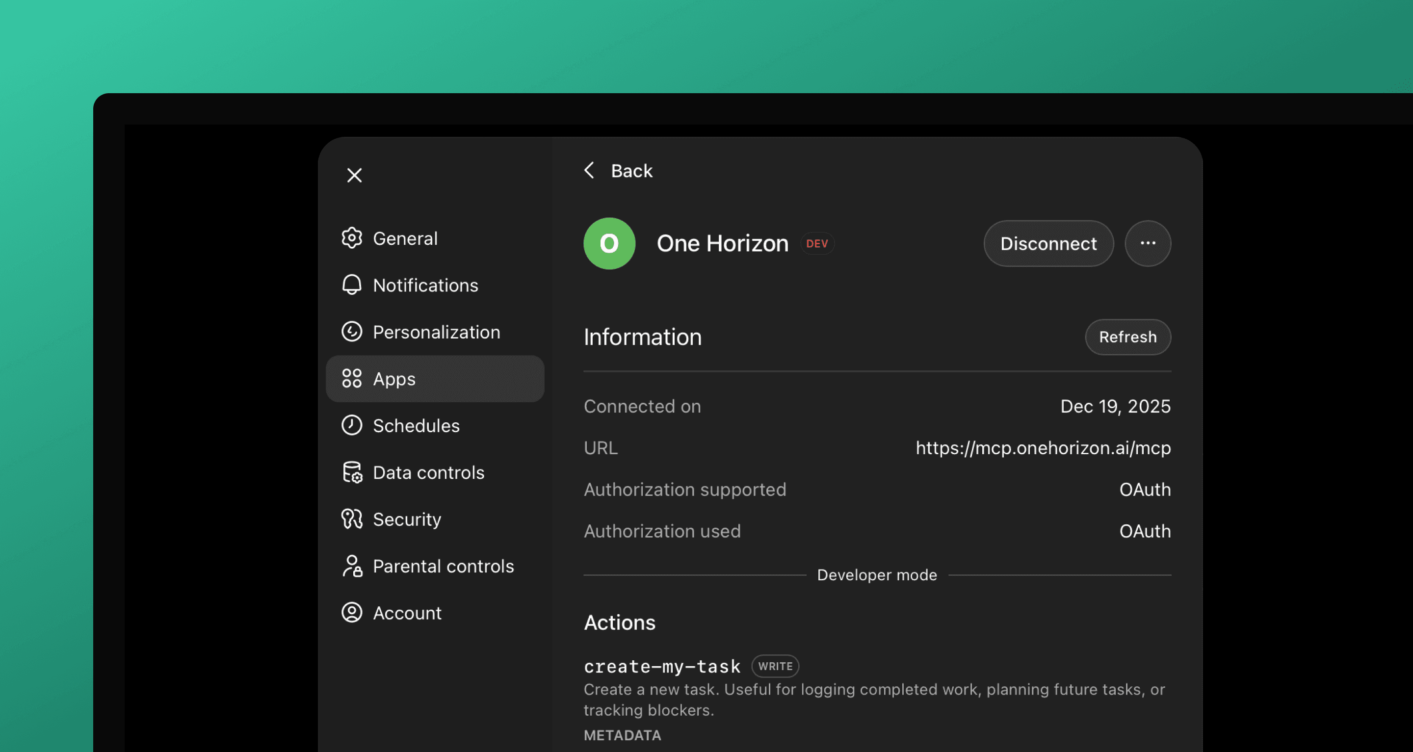 ChatGPT app settings