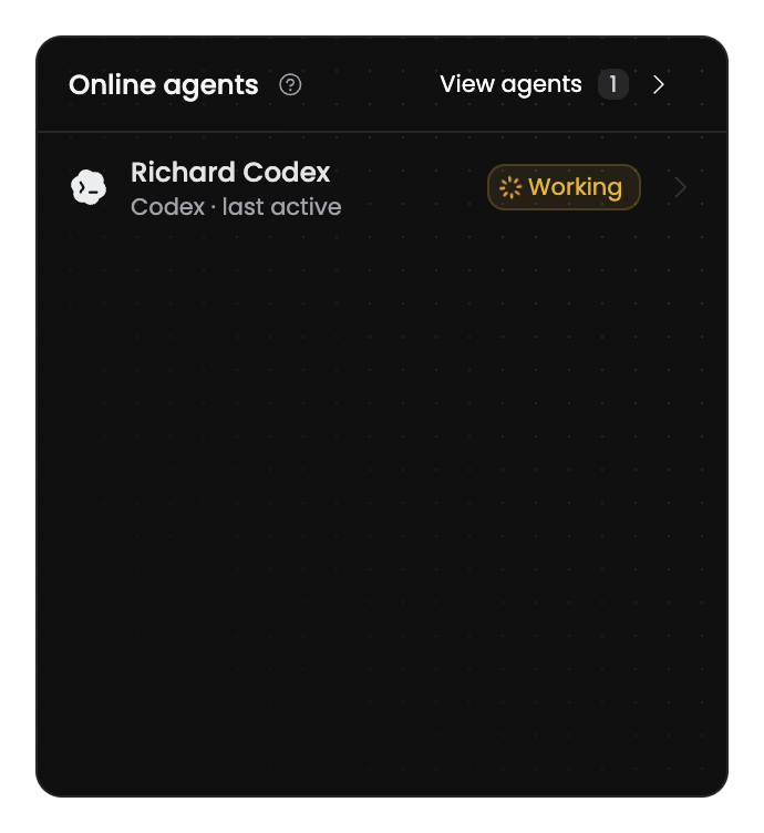 Local Codex agent connected to One Horizon delivery work