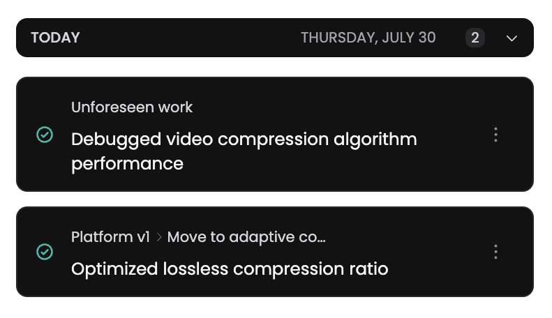 Daily work summary built from current GitLab activity