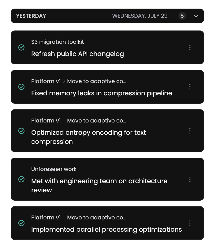 Recap prepared from recent Bitbucket commits and delivery work