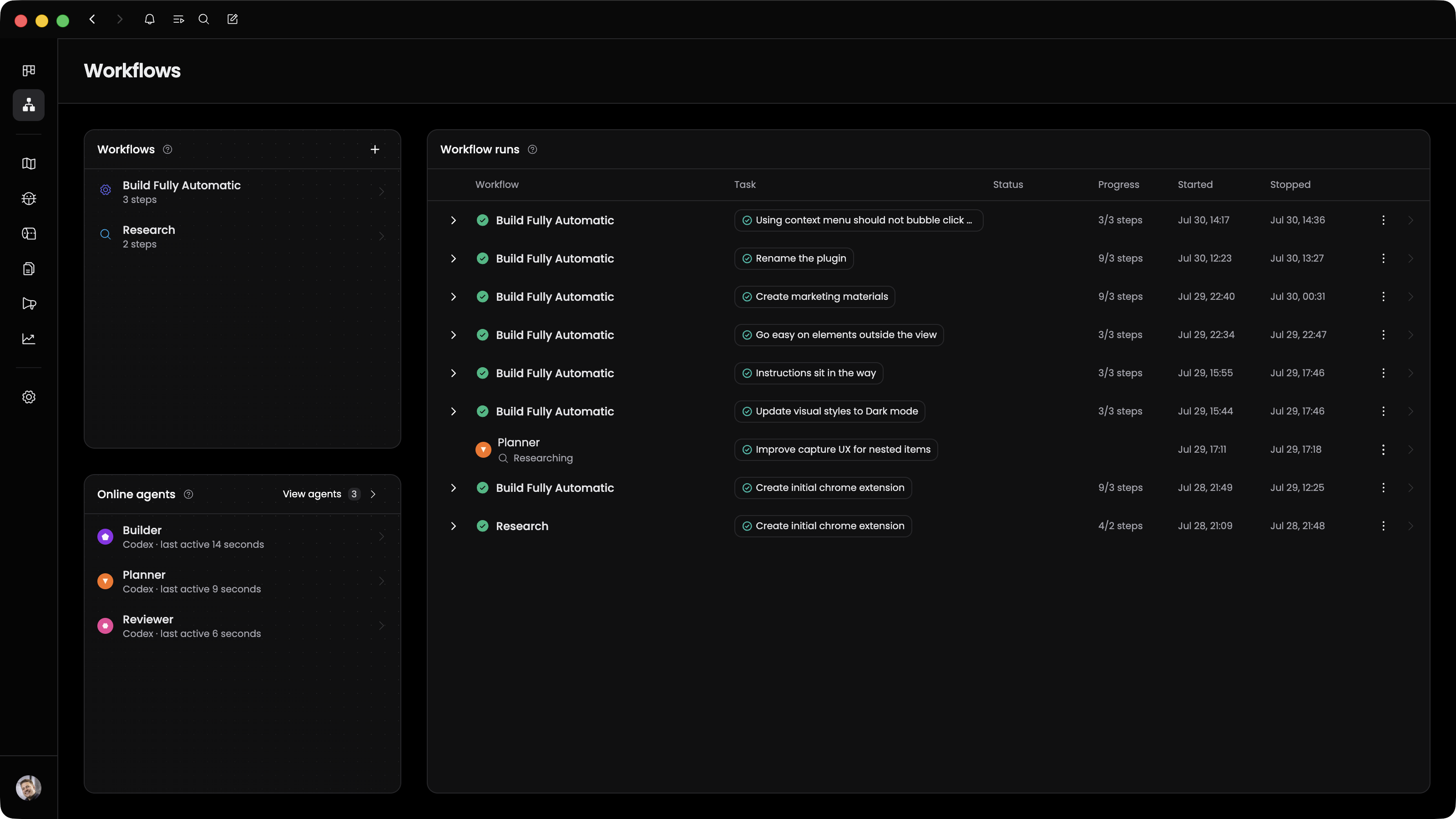 Agentic delivery workflow with research, planning, implementation, and review